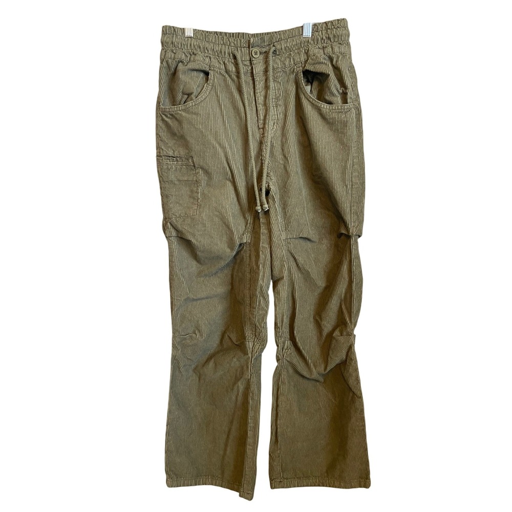We The Free People Olive Green Corduroy Utility Wide Leg Pants XS OB1655159